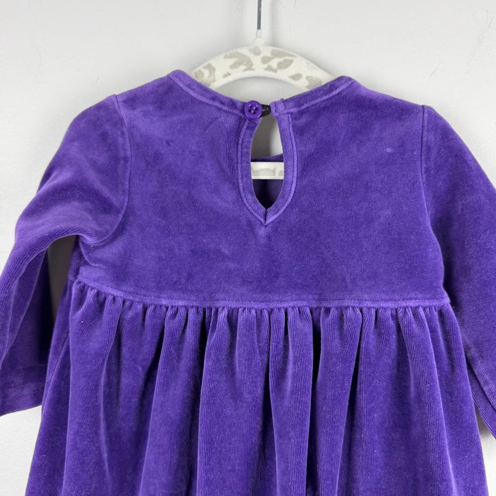 Hanna Andersson Purple Velour Long Sleeve Playdress 60 cm 3-6 months